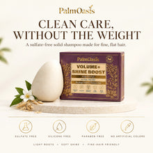 PalmOasis shampoo bar formula graphic listing no sulfates, parabens, silicones or artificial colors
