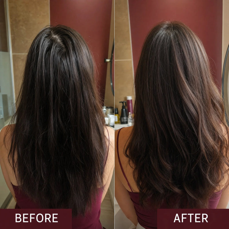 Side-by-side views of buildup-prone roots labeled before and after
