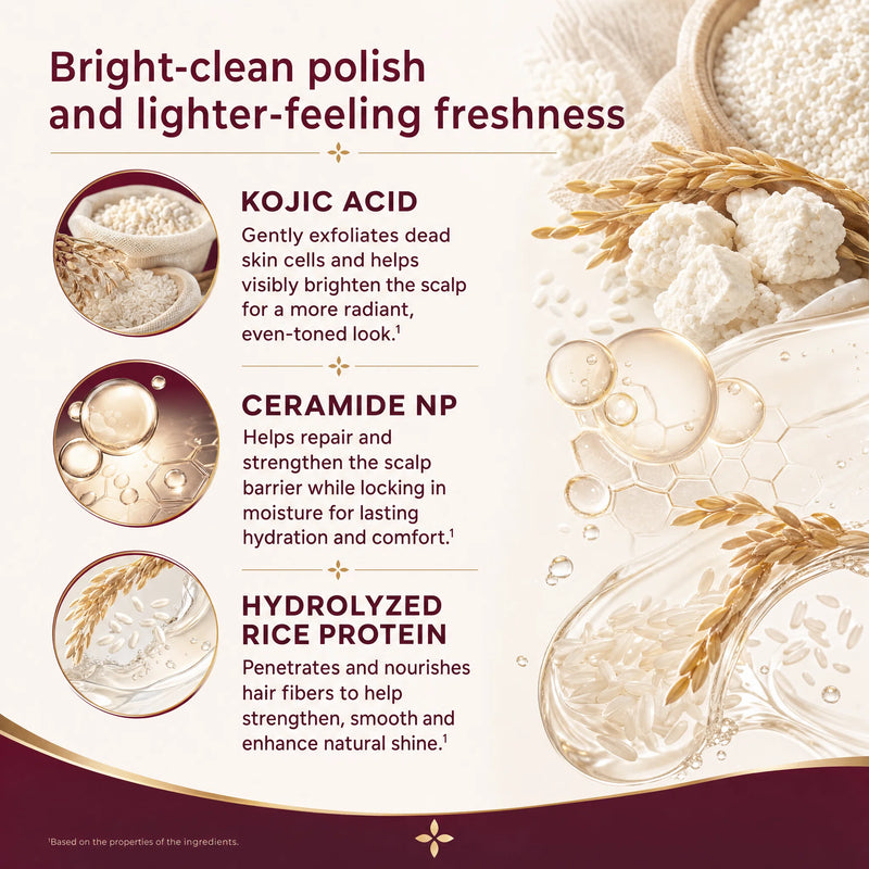 Kojic acid, vitamin C and rice protein ingredients in the clarifying shampoo bar