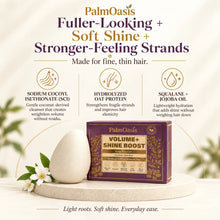 Volumizing shampoo bar ingredients featuring SCI, hydrolyzed oat protein, squalane and jojoba oil
