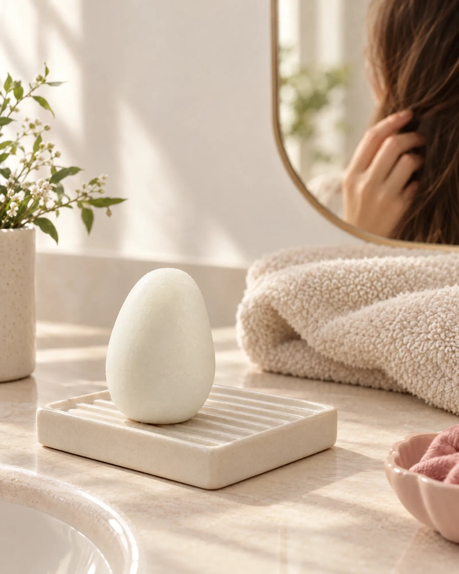 Wash-day ritual with Anti-Breakage Volume Shampoo Bar